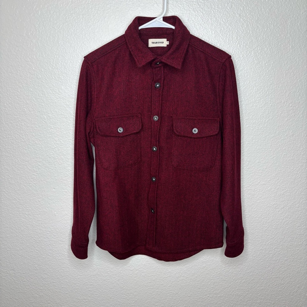 Taylor Stitch - The Explorer Shirt in Burgundy Herringbone Wool - XS 36